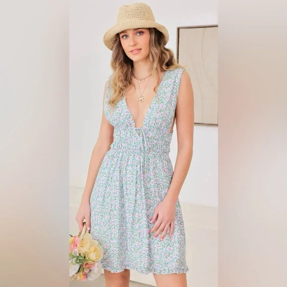 NWT Women’s Floral Backless Mini Dress | Spring Sundress | Sizes S-L - Picture 6 of 8